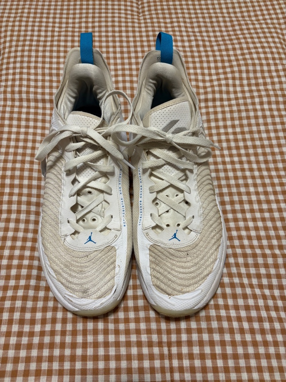 Jordan Nike Luka 1 Men’s White Sneakers with Blue Pull-Tab